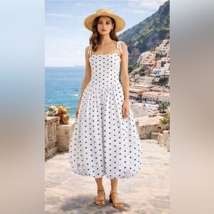 NWT Tulips Creation Polka Dot  Bubble Hem Midi Dress